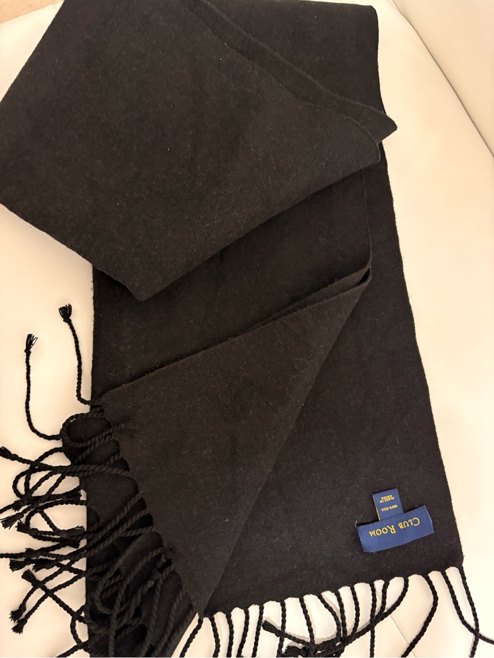 Club Room Black Fringe Wool-Blend Scarf